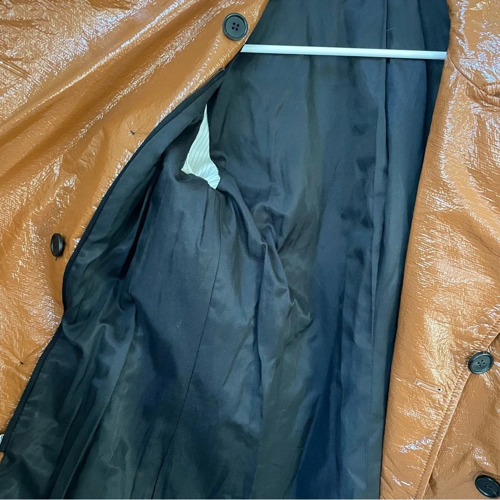 Veronica Beard Finnick Dickey Trench Coat Faux Leather Brown Size 4